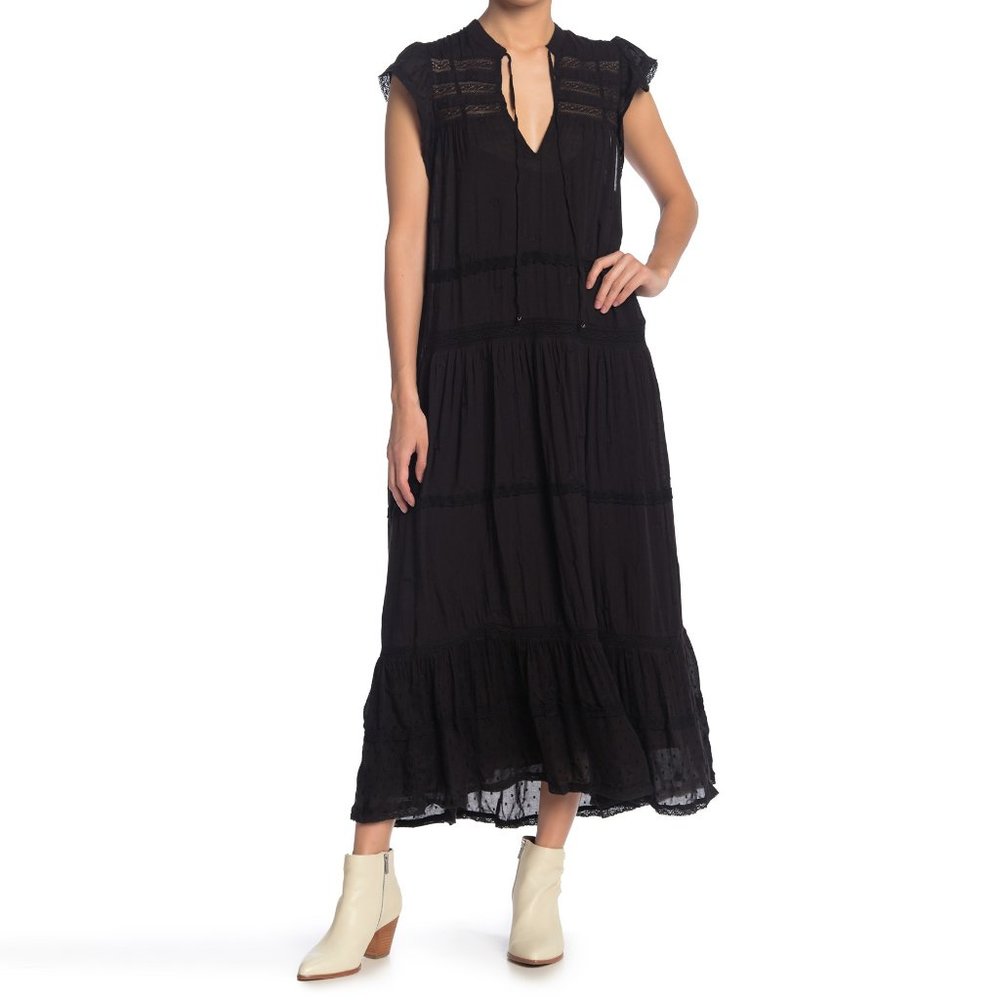 EUC Free People Black Sheer Midnight Midi Dress